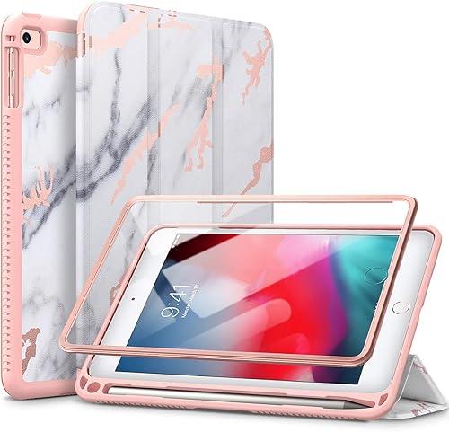 Miniatura 8 de SURITCH Funda para iPad Mini 4iPad Mini 5, Protector de pantalla integradoEncendidoapagado automáticoSoporte para lápicesFunda de piel ligera con