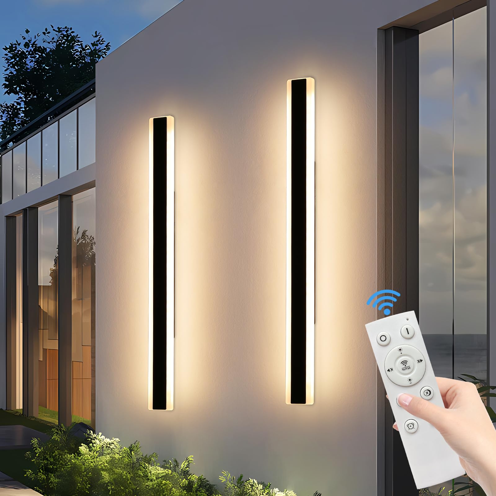 Outdoor Modern Wall Light 60CM, 18W 1100LM Long Strip Wall Sconce with 3000K Warm White Light, IP65 Rainproof Outside Porch Wall Fixture for Garden Patio Garage — view 13