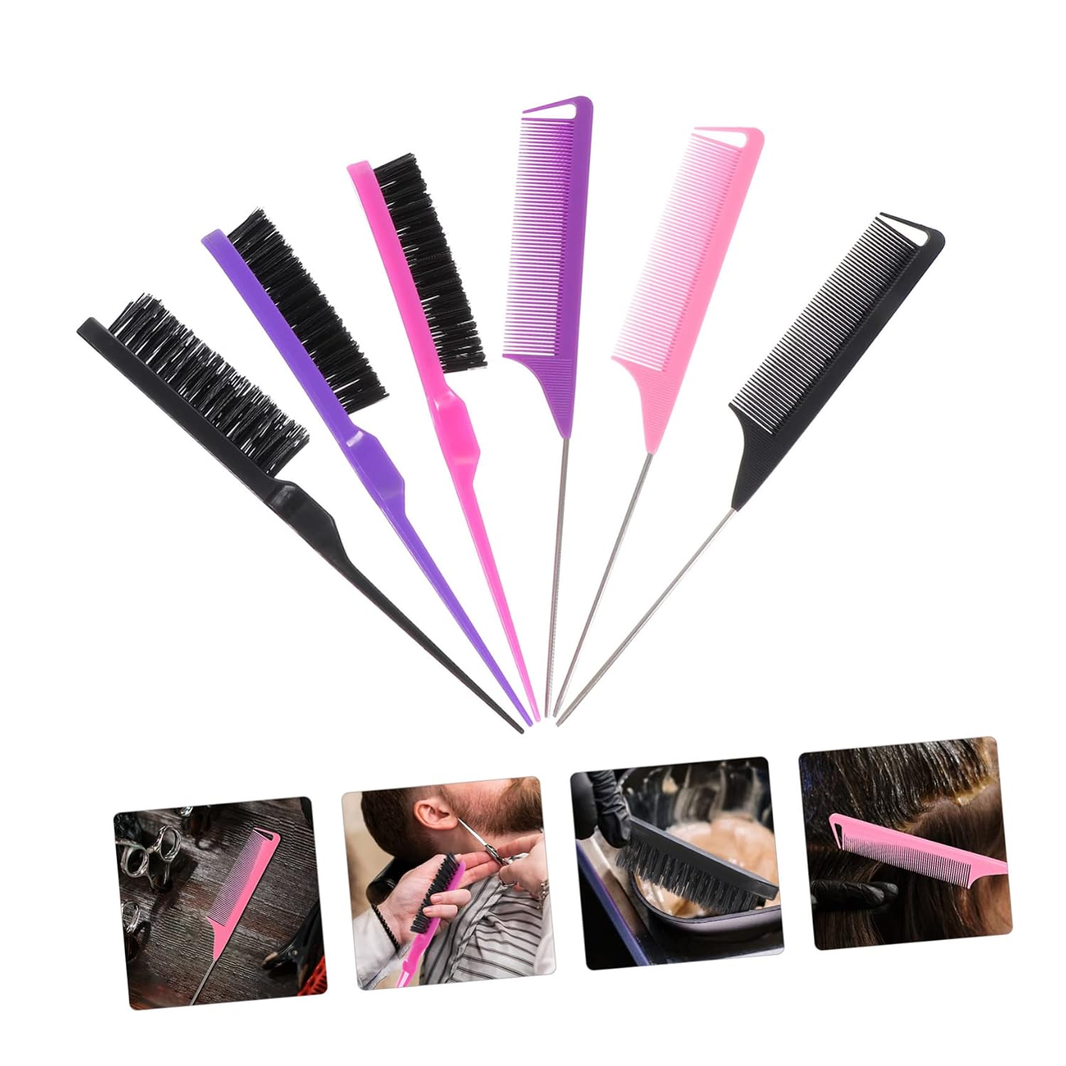 GALPADA Steel Needle Hair Coloring Comb Set 3 Rows Styling Brush for Hairdressing Sturdy Comb Brush Kit for Salon Use