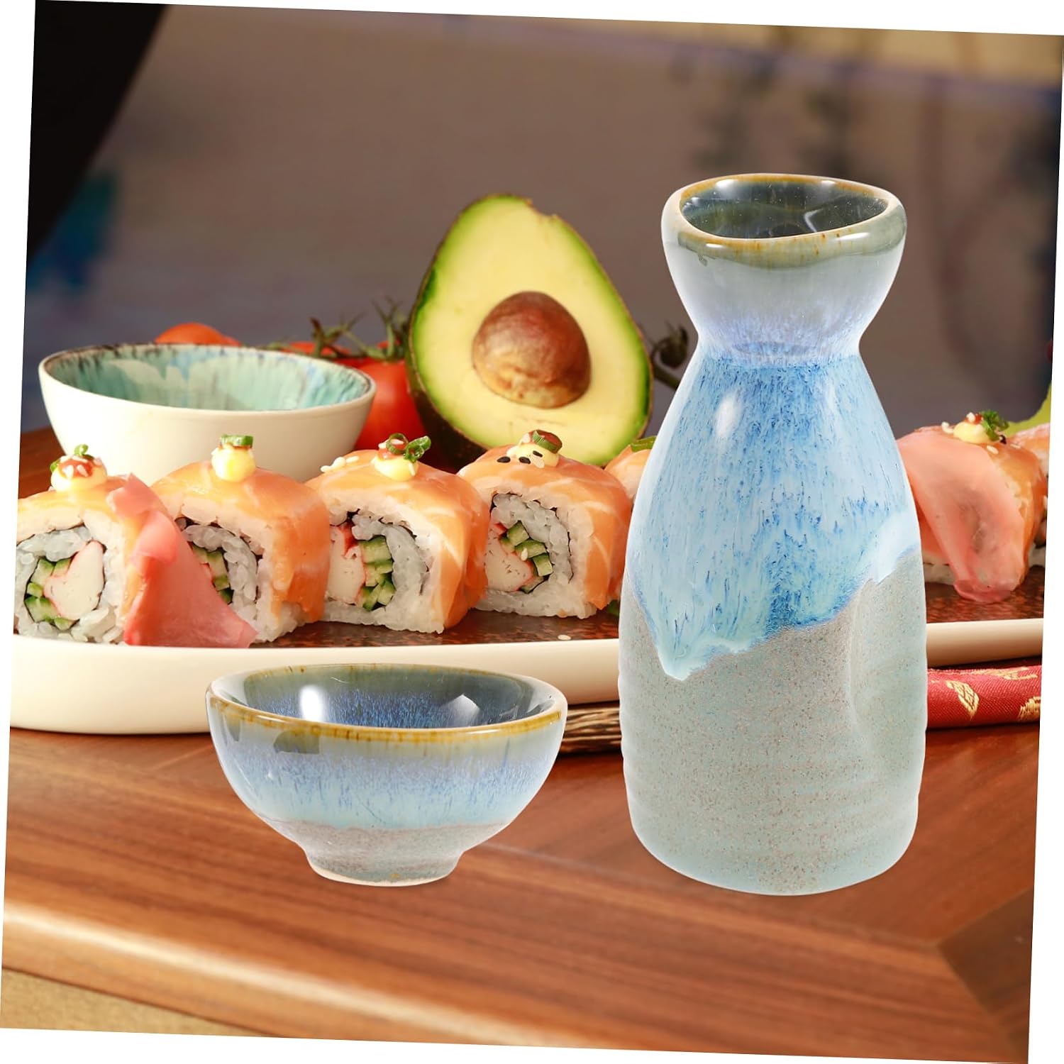 Ceramic Sake Serving Pot and Japanese Wine Cup Set Xmas