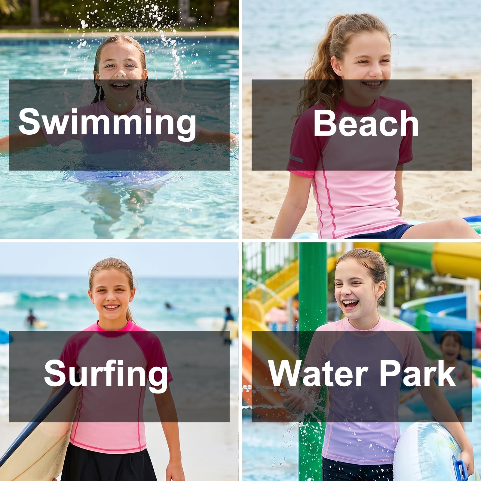 Camiseta de Baño Niños Niñas Protección Solar Manga Corta Camiseta de Natación Rash Guard con Rayas Reflectantes Secado Rápido Rashguard Tops para Natacion Piscina Surf Playa 7-15 Años