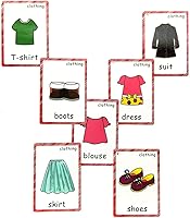 Vista 6 de SANTSUN Juego de tarjetas didácticas de ropa para niños pequeños (36 piezas) Tarjeta de aprendizaje para niños y tarjetas de bolsillo Montessori