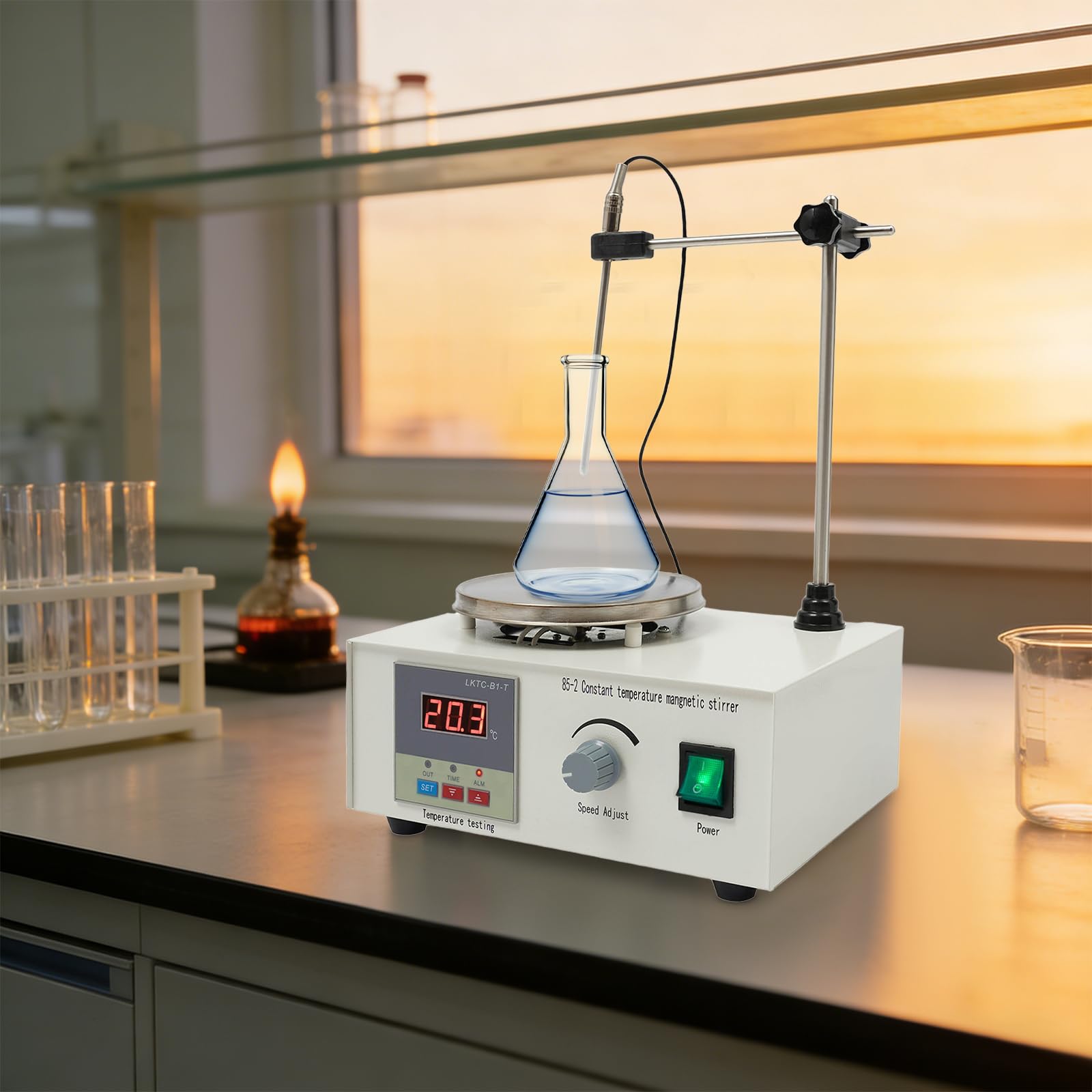 Mieszadło magnetyczne z płytą grzejną 250 W, cyfrowe mieszadło magnetyczne ze wskaźnikiem temperatury i regulacją prędkości obrotowej (0-2000 obr./min), mieszadło laboratoryjne do 2000 ml, do