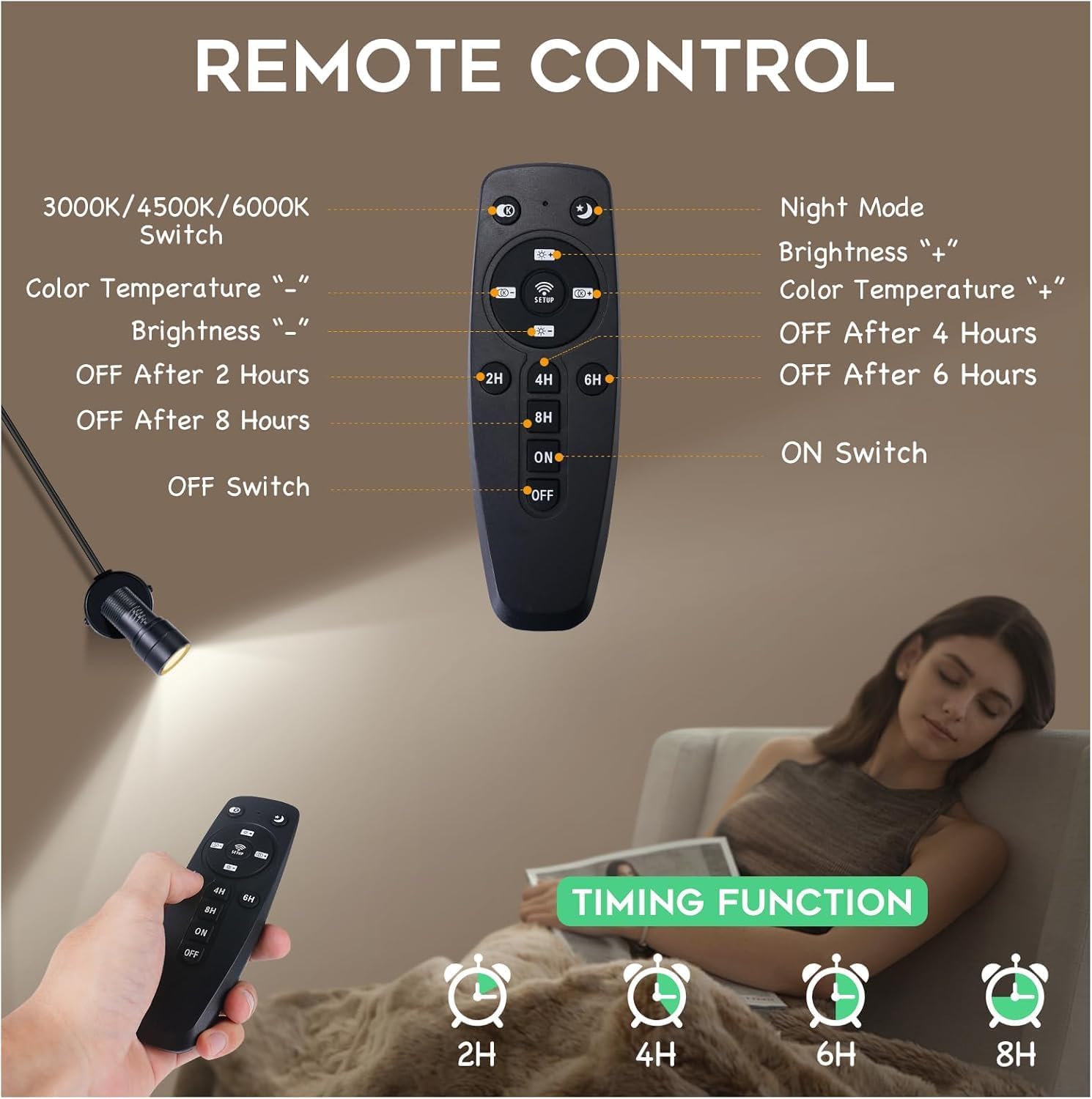 Zoomable LED Spot Lights Indoor 2700K-6500K Adjustable 8W Accent Uplights Floor Desktop Spotlight Wall Ceilling Mounted for Plants Pictures Artwork 5.9 FT Cord with Switch (2Pack)