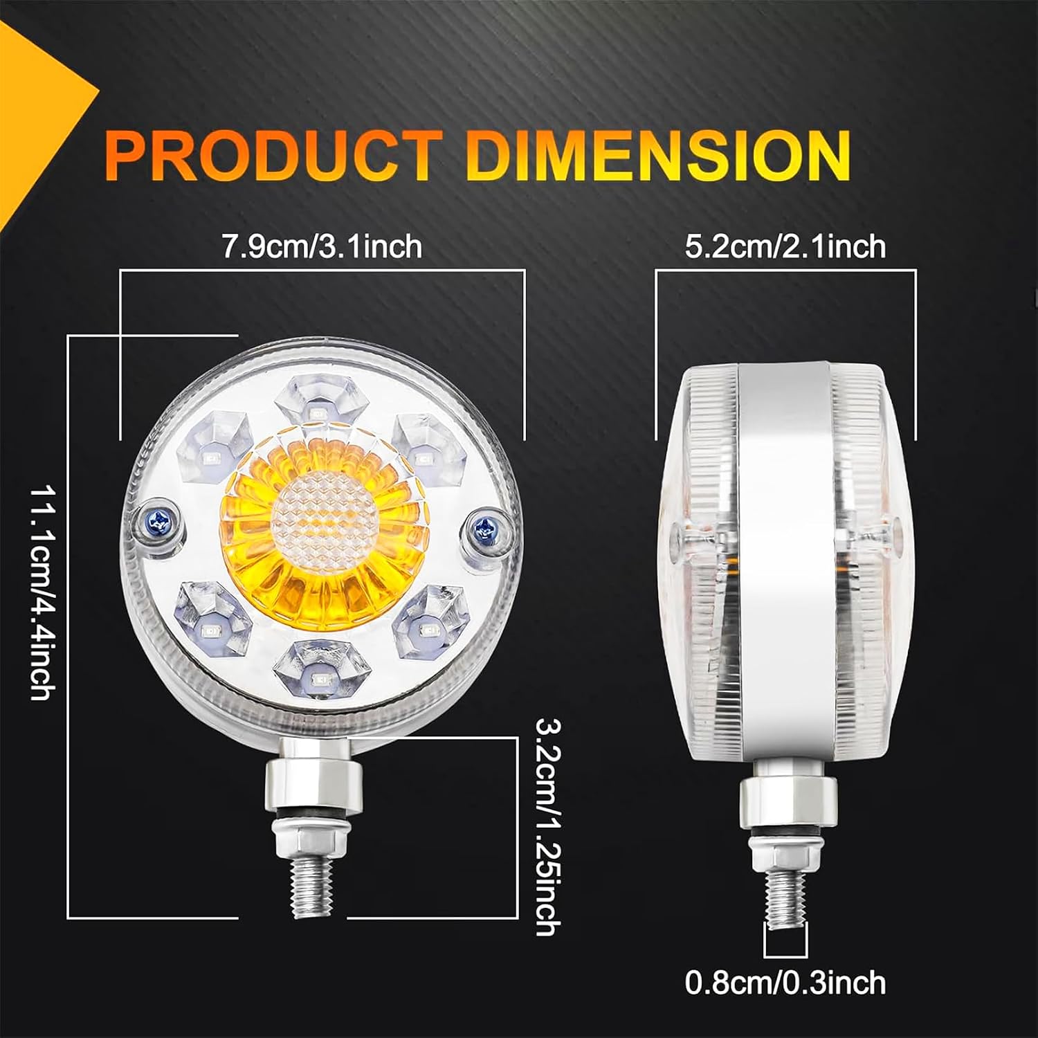 Ourbest Trailer Dual Color Pedestal Lights, 3.5inch Double Red Amber Round Side Markers for Heavy Truck Cargo
