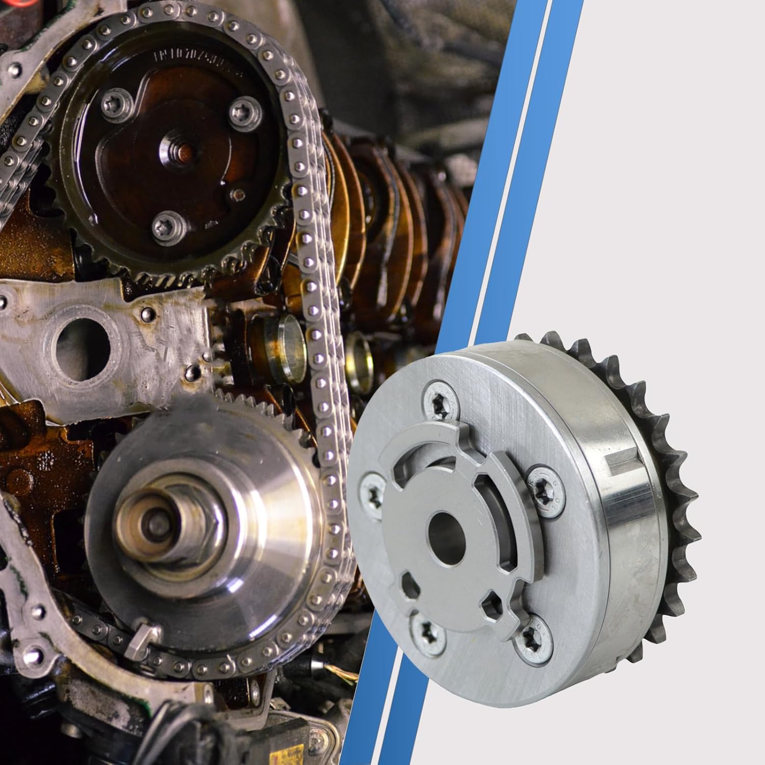 022109087J Engine Intake VVT Gear Timing Camshaft Gear Sprocket Camshaft Adjuster Fits for 2004-2006 Touareg 3.2L, Fits for 2002-2005 Golf 2.8L, Replace OE 022109087J 022109087