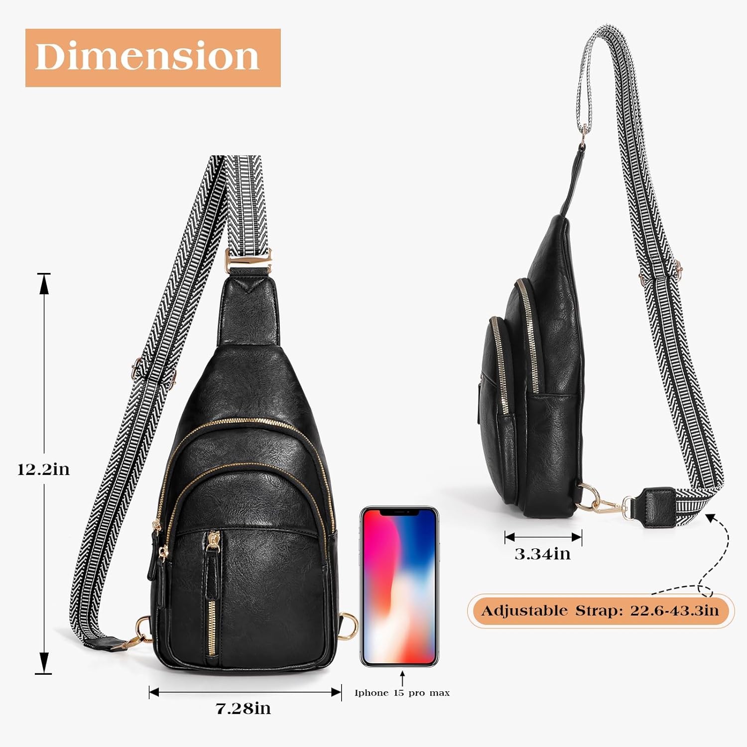 SUOSDEY Sling Bags for Women - Crossbody Leather Sling Backpack Chest Shoulder Bags for Casual Traveling Hiking Cycling