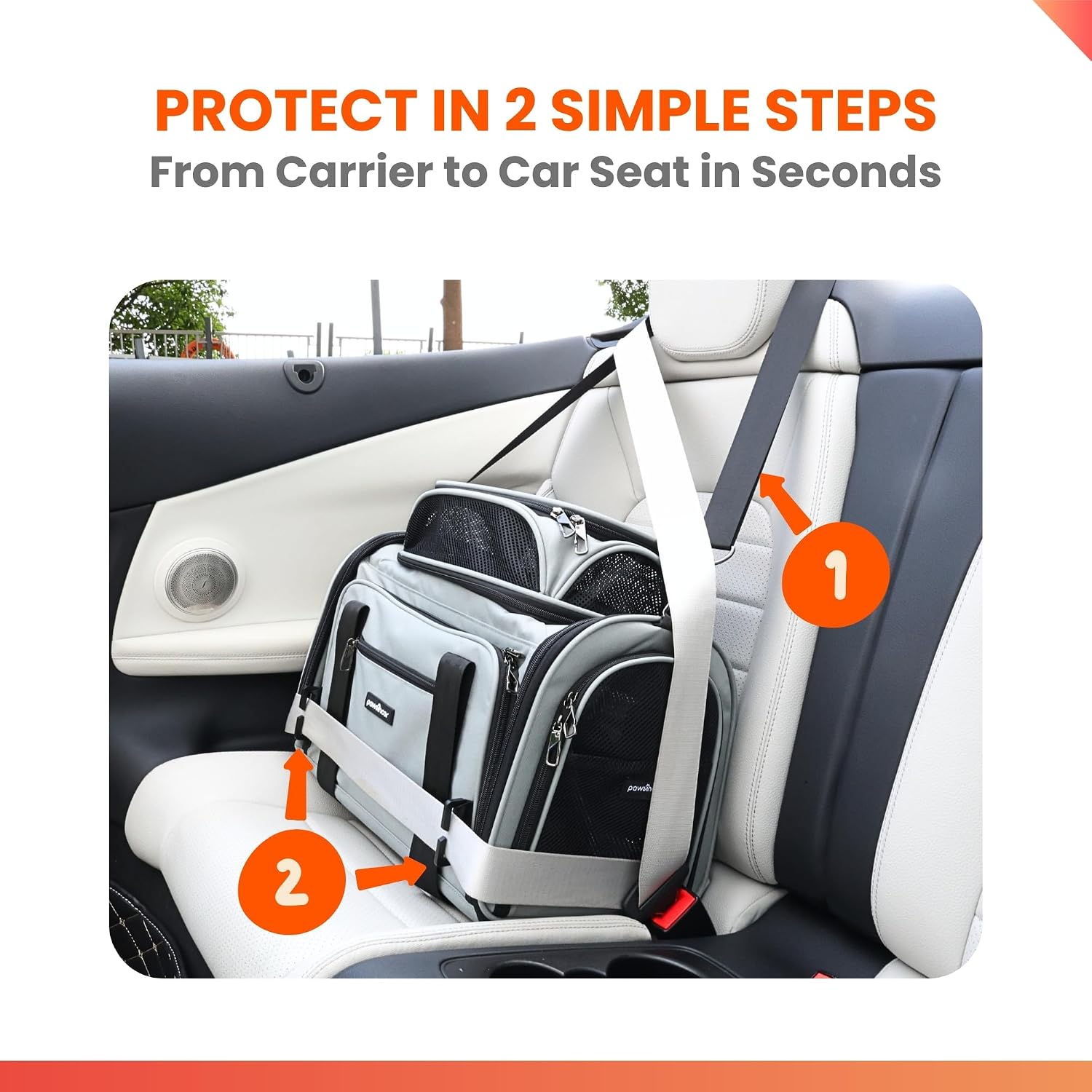 Crash-Tested Top Side Expandable Cat Carrier for Crash Protection | 2-in-1 Crash-Tested Small Dog Car Seat & Portable Pet Carrier | CPS Certified for Crash Protection & Safe Pet Travel