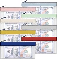 Vista 9 de Sobres de efectivo de 4 piezas con cremallera, bolsas transparentes de depósito bancario de 7.6 x 3.7 pulgadas, cartera de cheques multiusos (azul)