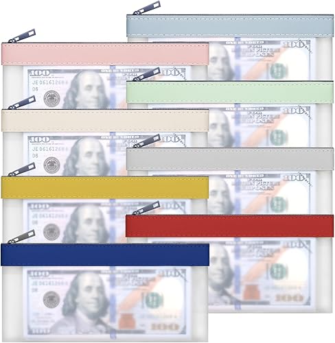Miniatura 8 de 4 bolsas de dinero con cremallera, sobres de efectivo, bolsa de dinero de 7.6 x 3.7 pulgadas, bolsas de depósito bancario transparentes, bolsa
