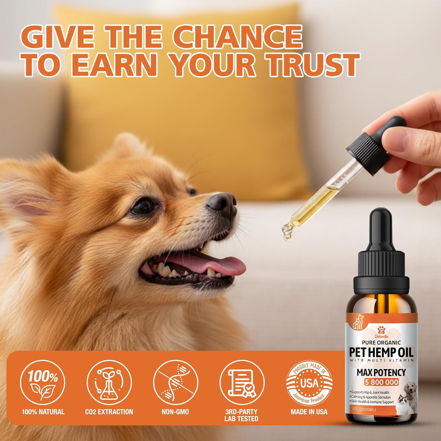 Неmp Oil for Dogs Cats (2 Packs), Organic Pet Calming Drops Anxiеty Relief & Strеss & Pаin Rеlief, Supports Health,Hip Joint, Rеlaxation & Slеep,