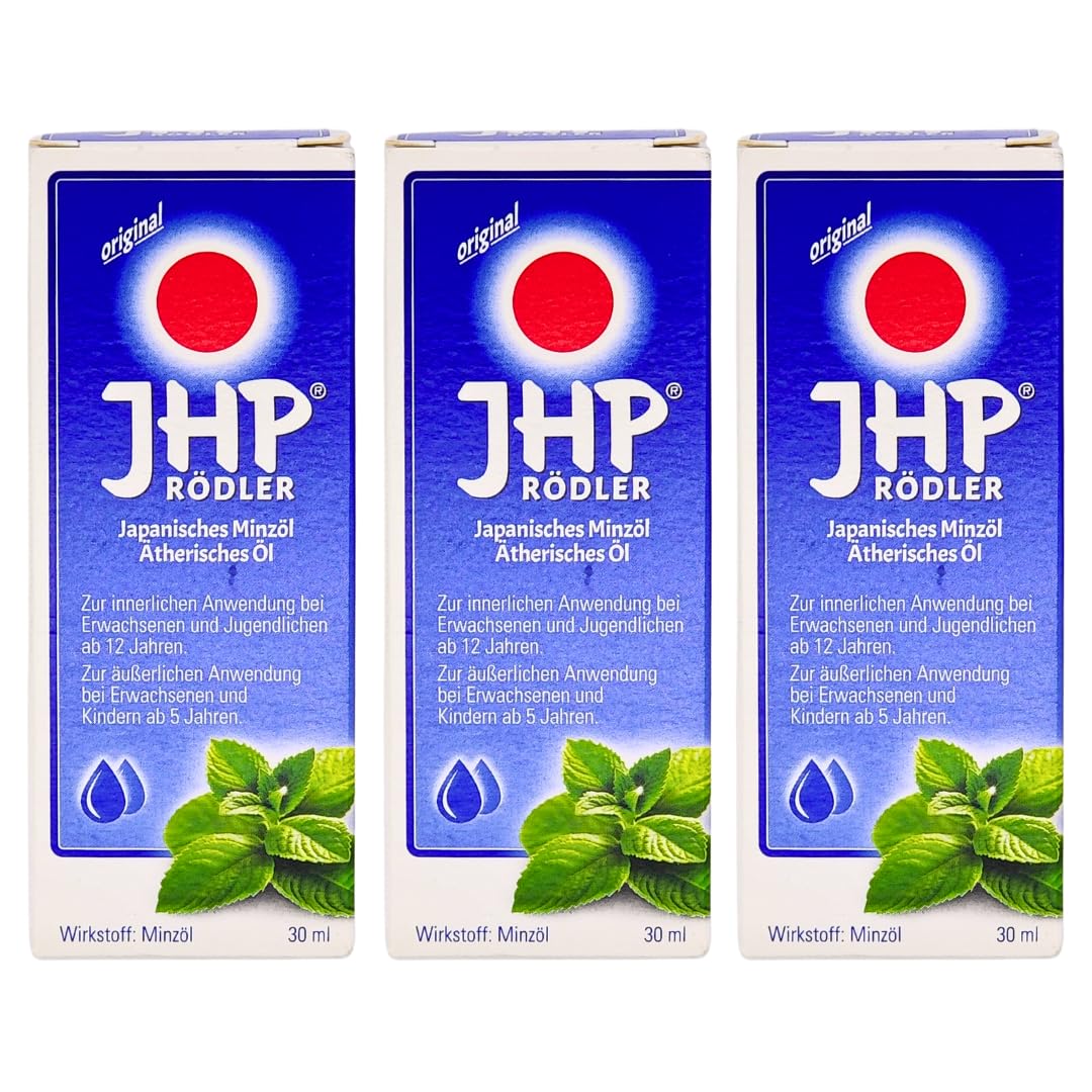Original JHP Rödler Japanisches Minzöl, 3x 30 ml I Zur Inhalation bei Atemwegsinfekten wie Erkältung und Schnupfen I Zum Einreiben in die Haut I Zum Einnehmen I Spar-Set plus Pharma Perle give-away