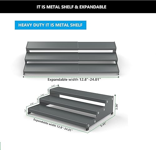 Miniatura 5 de Jojocross Organizador de especias para gabinete, almacenamiento de especias expandible de 3 niveles, ideal para armario de cocina, armario, despensa