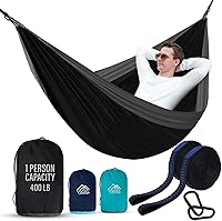 Vista 1 de Vigel Hamaca de camping – Hamaca duradera, hamaca de nailon – Hamacas dobles o individuales – Hamacas portátiles de árbol para exteriores – Fácil