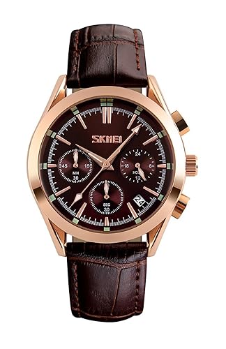 Skmei Chornograph Brown Dial Mens Watch - 9127