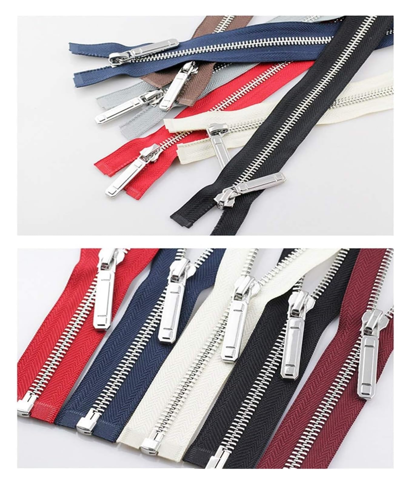 Cerradura de Costura, Cremallera Invisible, Cremallera de Metal con Extremo Abierto, Cierre automático, decoración de Dientes Plateados, Accesorio Artesanal, 70/150cm, 8#, 1 ud.