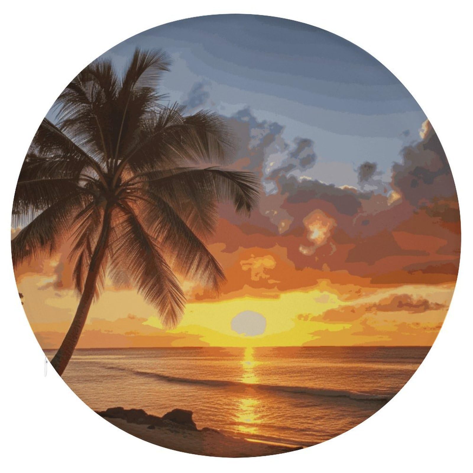 FekiLoot Sunset Hawaiian Palm Tree Seat Cushion Comfort Memory Foam Seat Cushion Chair Pad Soft Round Stool Cushion Chair Cushion Removable Washable Cover for Home Office Outdoor Bistro 15.35 Inch