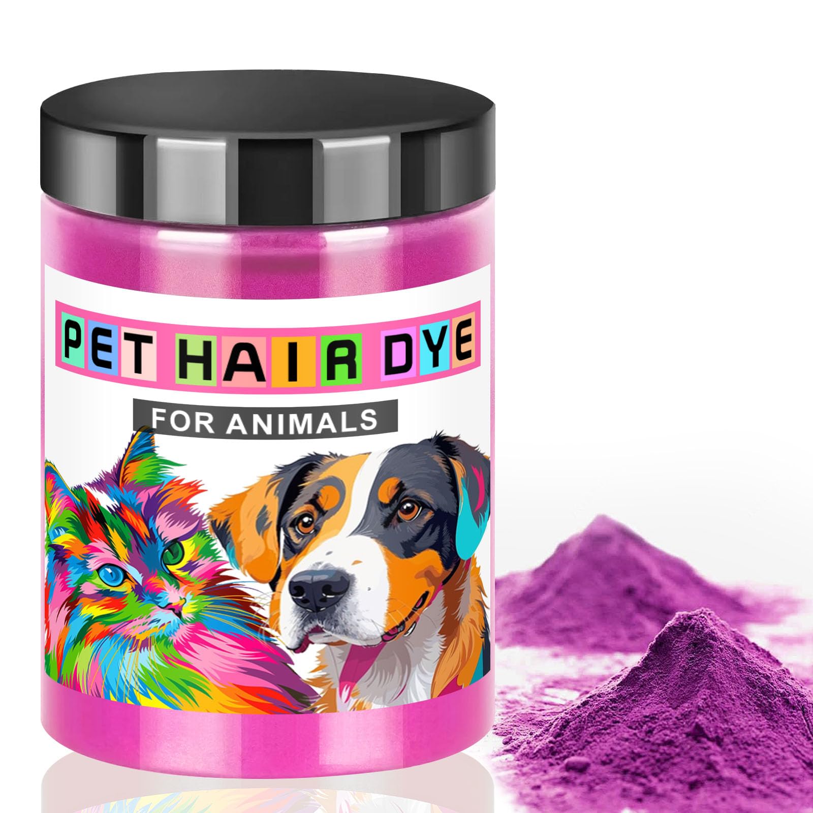 Eyaeyao Dog Hair Dye, Pink Pet Hair Dye Pigment Powder Safely Used, Pet Safe Dye, Lasts Over 20 Washes, Bright Color Pigment Powder for Dogs Cats Horses (Pink, 4 Ounces)