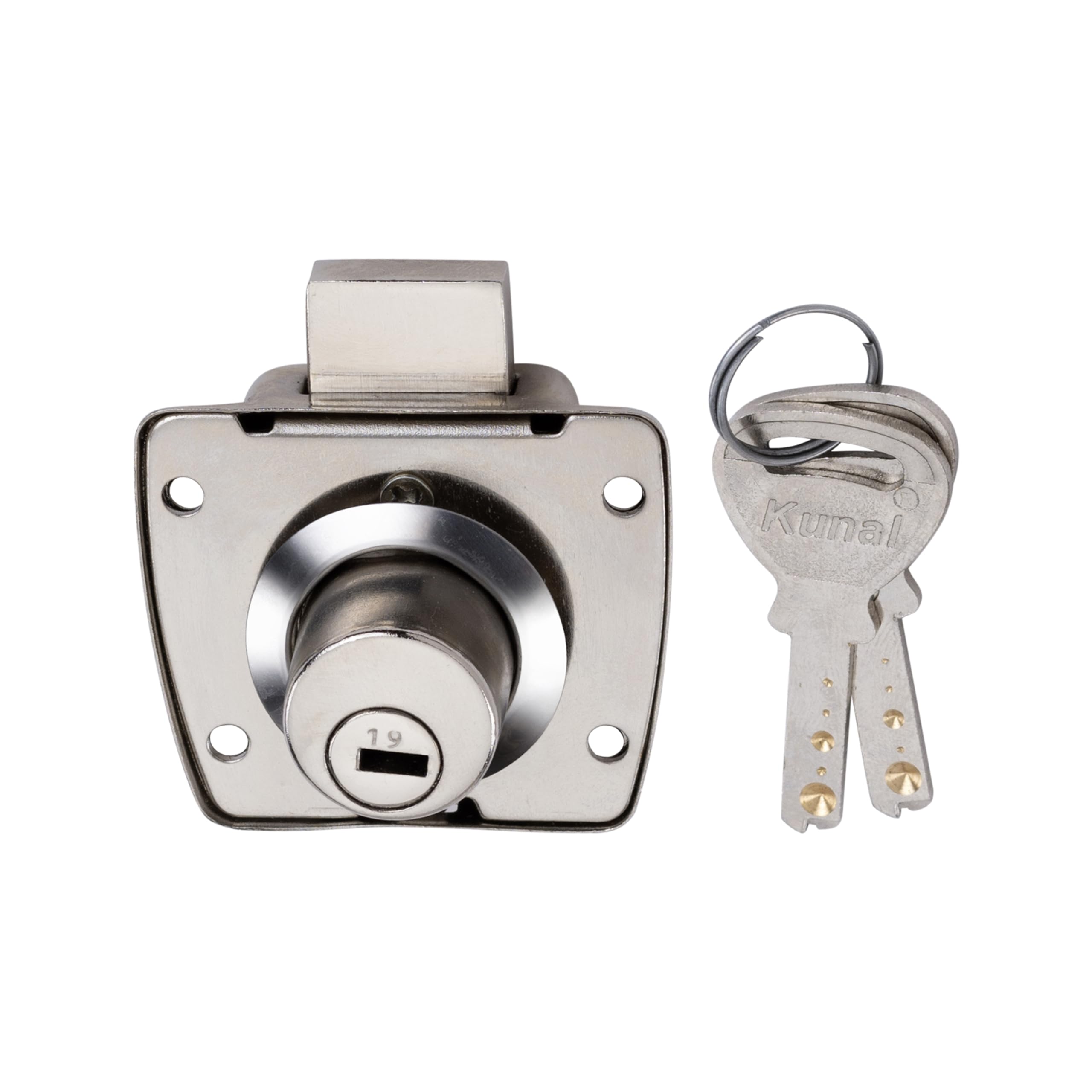 Kunal Crown 23 Cabinet Lock, Multi Lock, Drower Lock, 2 Brass Ultra Keys Finish Chrome Material Stainless Steel Size 23mm(Pack of 1 Pcs)