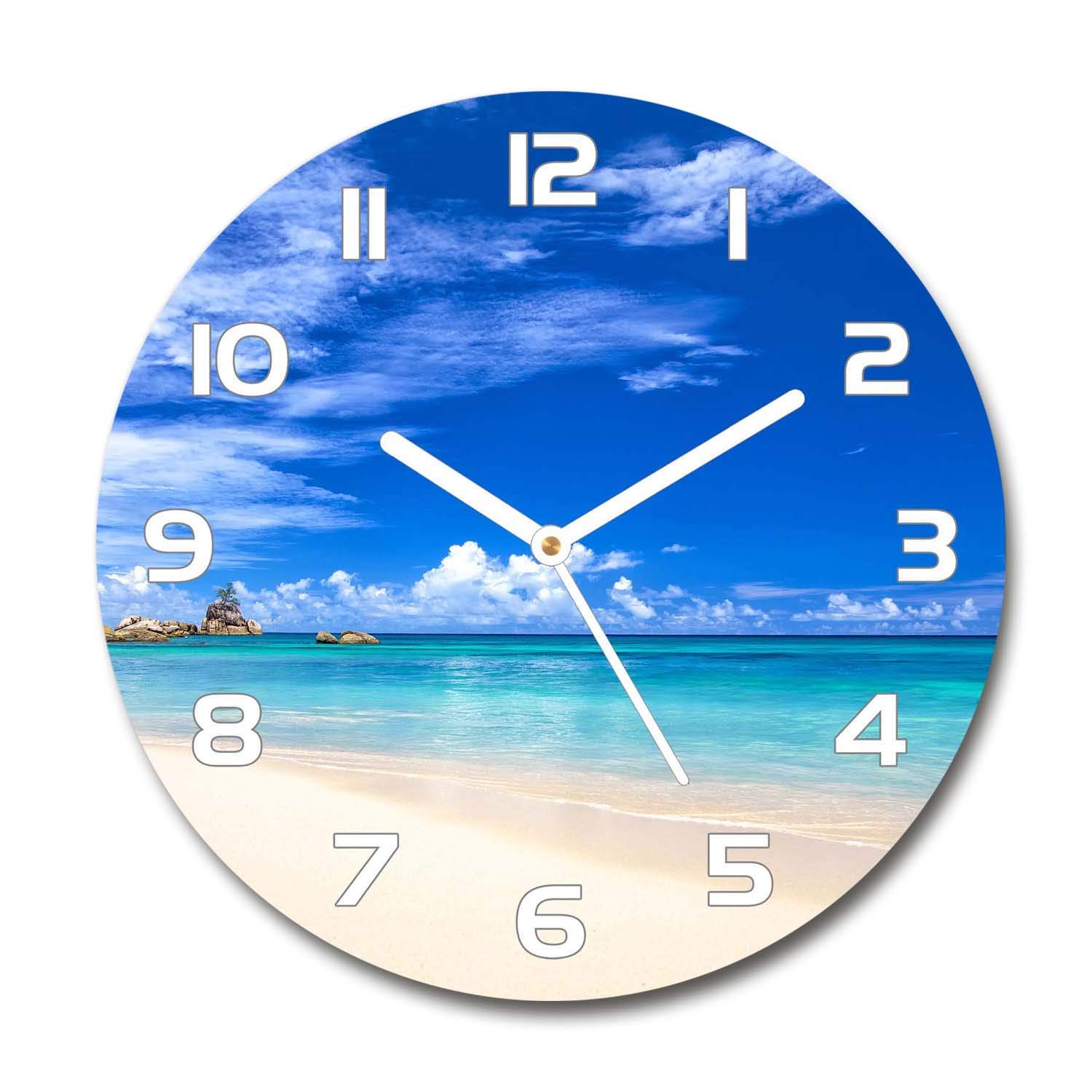 Horloge en verre rond 30cm silencieuse Tulup en verre de sécurité pour un salon calme