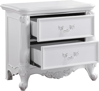 Acme Latisha Wood 2-Drawer Rectangular Nightstand in Pure White