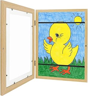 Kids Art Frames - 8.5x11 Wood Kids Artwork Frames Changeable, Picture Frame Frames for Kid Art Work, Sank Artwork Frames for Kids Art, Children Art Projects Kids Art Frames, Kids Art Frames Front Opening Holds 50