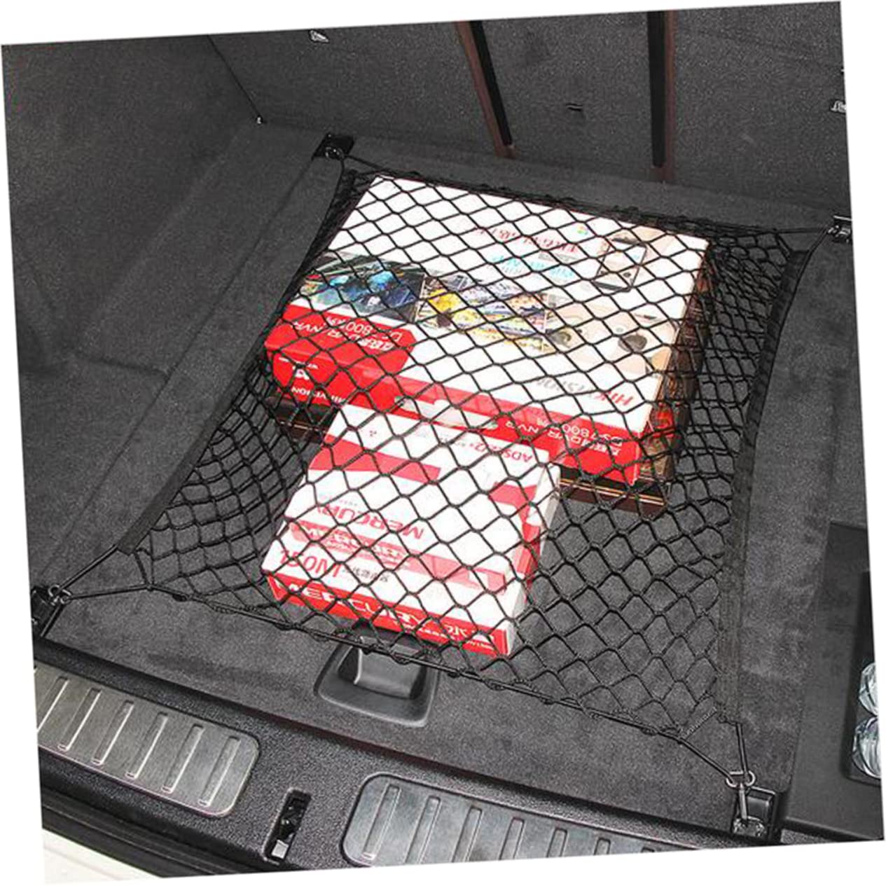 Mikinona Rete Portaoggetti Elastica per Bagagliaio Auto Rete Portaoggetti per Bagagliaio con Ganci Adatta per Auto Furgone o Suv Materiale di Resistente e Facile da Usare