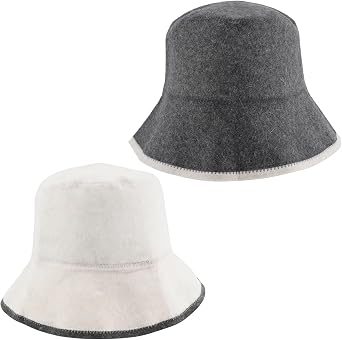 2 Pack Wool Sauna Hat,Comfortable Soft Felt Sauna Wool Cap,Breathable Russian Banya Cap,Protects from Overheating and Hair Damage,Women Men Gift for Bathhouse,Spa,Steam Room Family Sauna