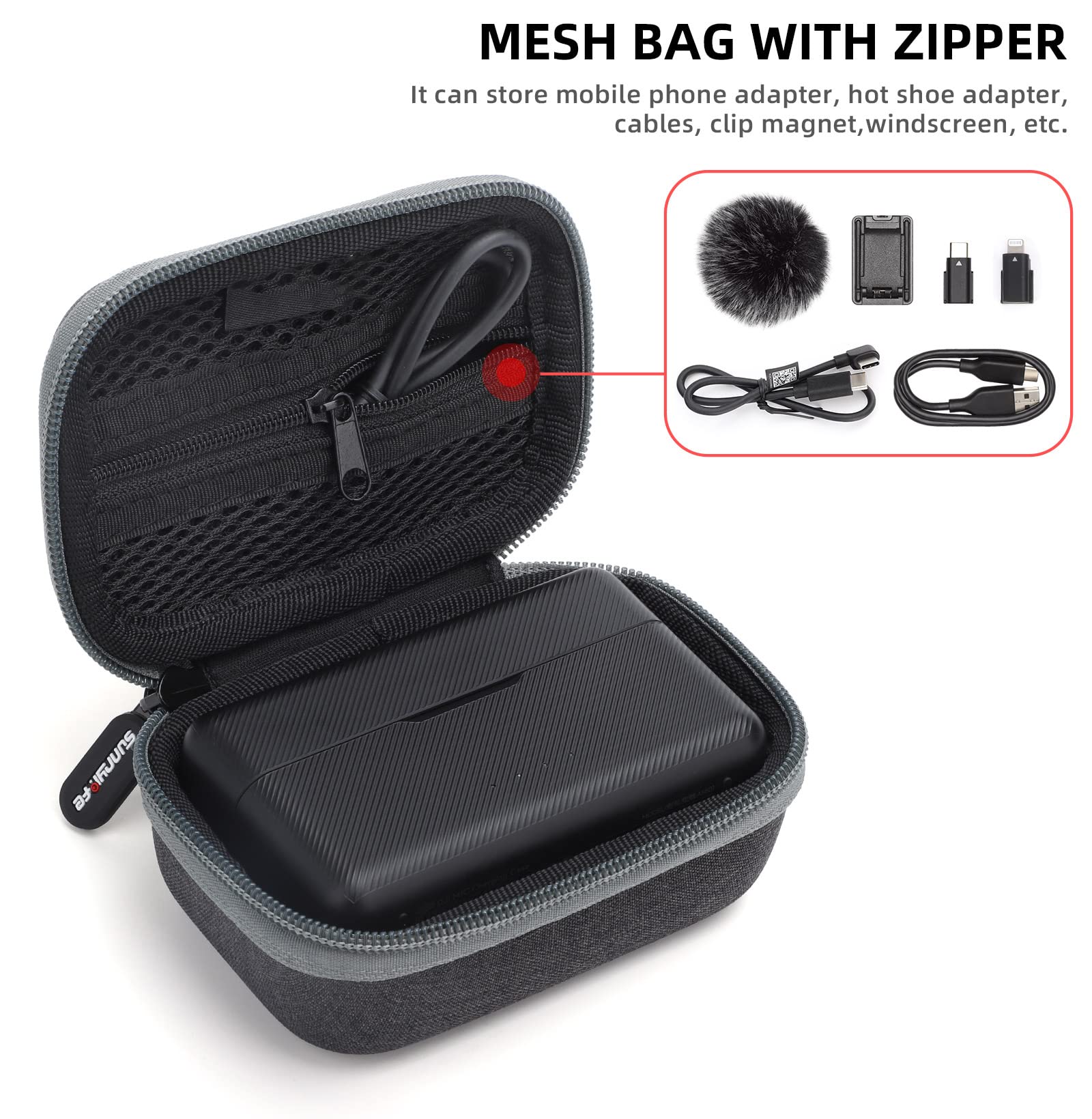 Custodia Rigida Per DJI Mic 2/1 - Borsa Trasporto Protettiva In Nylon, Grigio