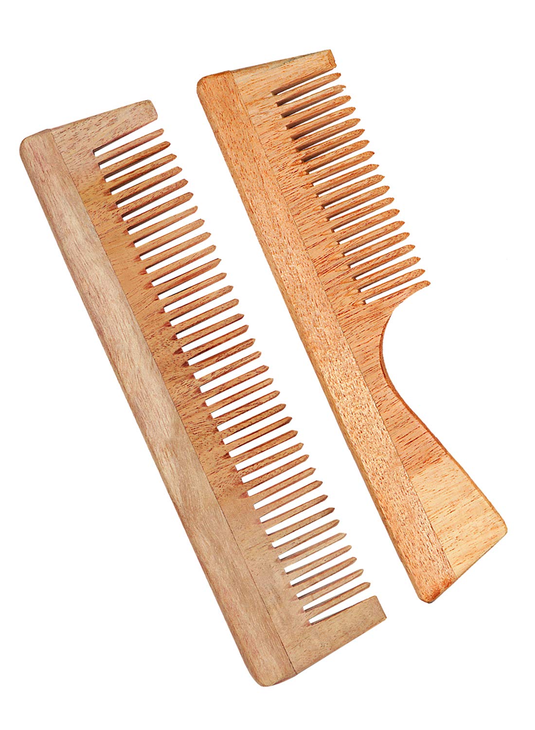 Bode Handmade Natural Pure Healthy Neem Wooden two in one Comb Wide Tooth for Hair Growth,Anti-Dandruff Comb For Women And Men (1PATI+1PATI-HNDL)