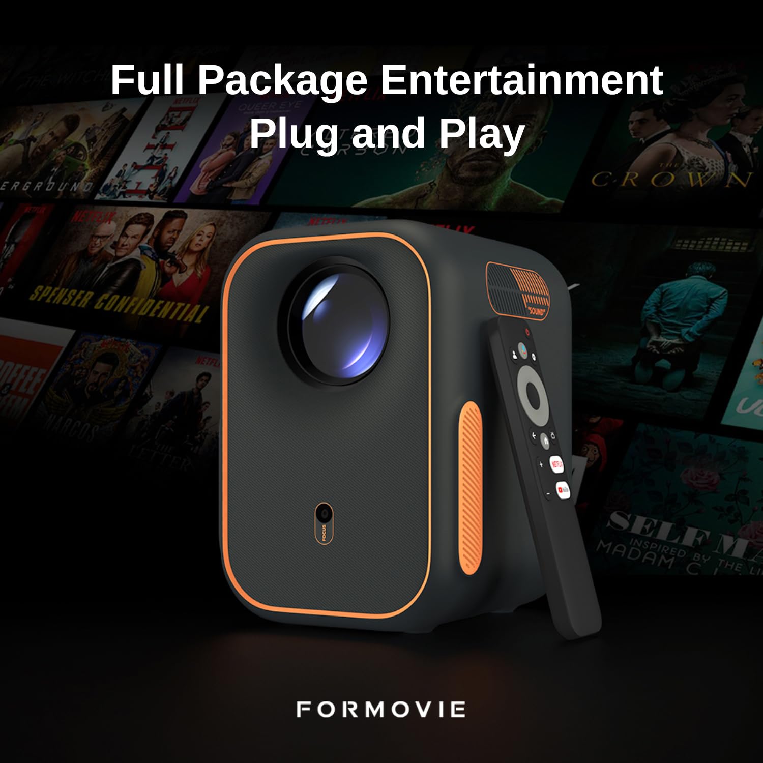 Formovie Xming Episode One Projektor z Google TV, WiFi i Bluetooth, Natywne 1080P Full HD, Dolby Audio, Smart Projektor, Przenośny do Kina Domowego i na Zewnątrz