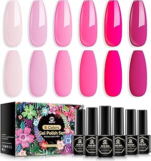 Sponsored Ad - MEFA Pink Gel Nail Polish Set, Light/Hot Pink Cherry Blossom Strawberry Soft/Dark Tones All Seasons Soak Of...