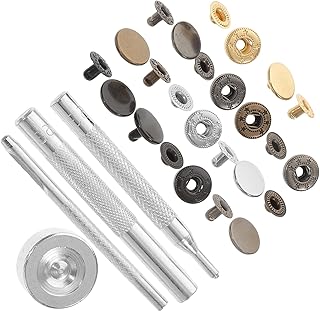 TEHAUX 1 Conjunto De Botões De Pressão Para Roupas De Couro Botões De Pressão De Metal Pulseiras Fechos De Pressão De Mola De Couro Fechos De Pressão De Costura Kit De Fechos De
