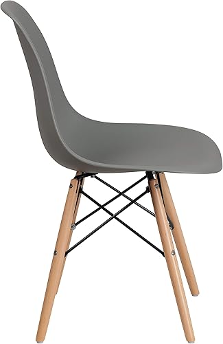 Miniatura 25 de Flash Furniture - Paquete de 2 sillas Elon Series de plástico negro con patas de madera Negro -,Gris (Moss