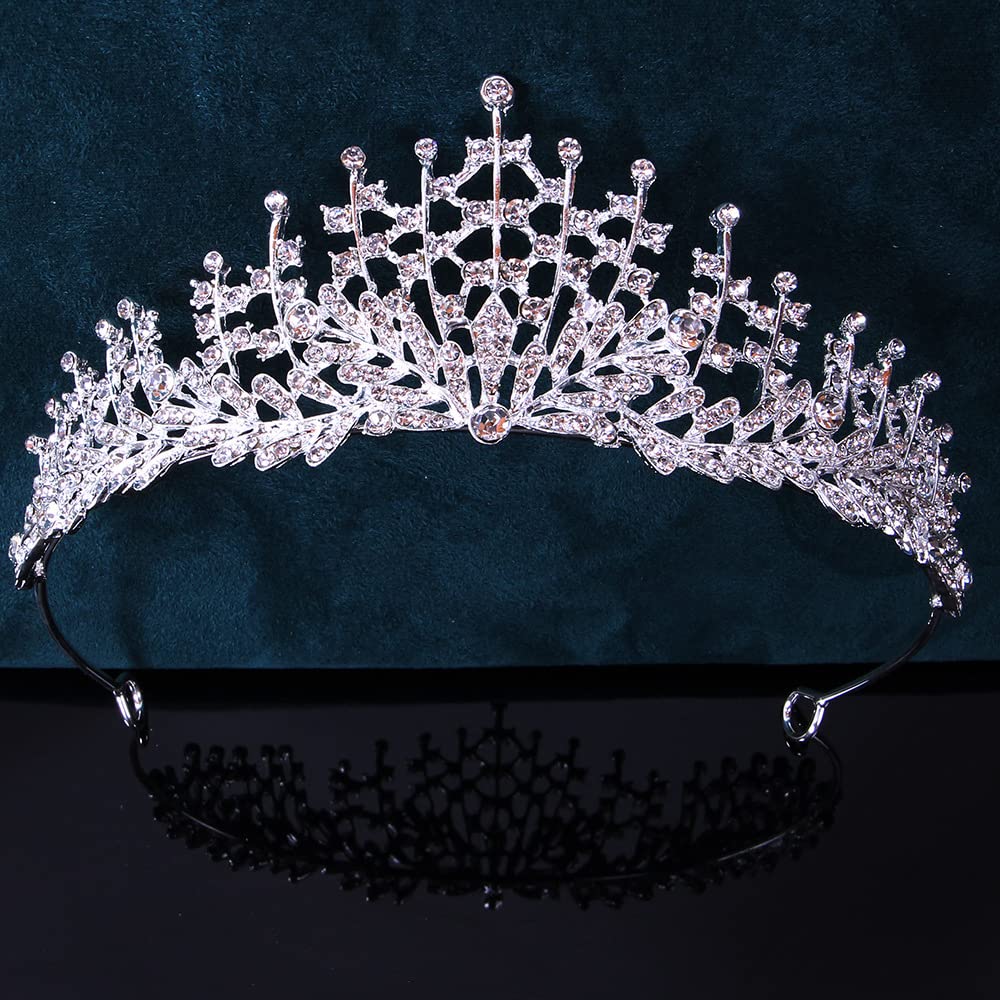 Corona Tiara, Corona Principessa, Cerchietto Sposa, Capelli Corona Fascia, per Ragazze e Donne, Matrimonio, Corona Nuziale, Balli, Spettacoli, Principesse, Feste di compleanno, Natale (argento)