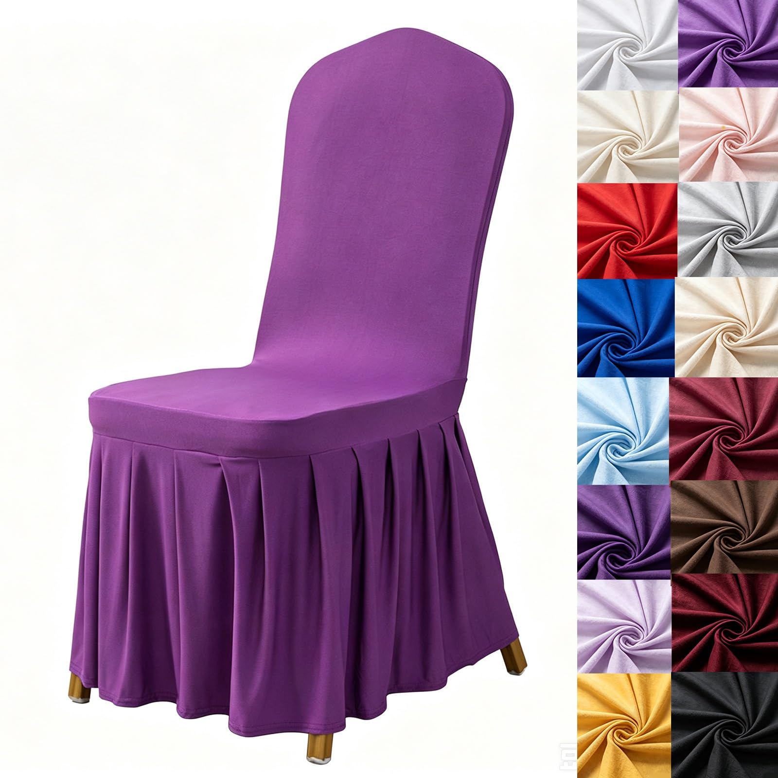 Syibelters 100pcs Chair Cover With Pleated Skirt Spandex For Hotel Banquet