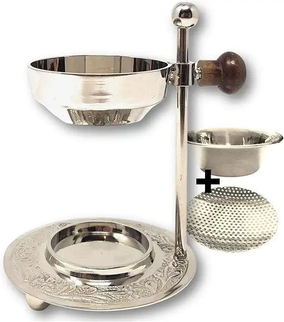 Höhenverstellbarer Weihrauchbrenner mit Einlegeplatten - Silber Nickel Räuchergefäß