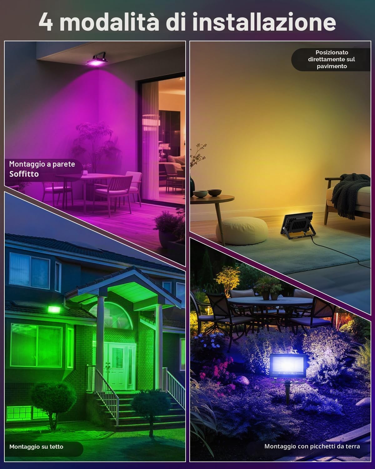 T-SUN RGB Faretto LED Esterno 30W con App Bluetooth e Telecomando, 2 Pezzi | Lampada Floodlight Intelligente con Cambio Colore, Timer & Memoria, IP66, Sincronizzabile con la Musica per Giardino, Partito