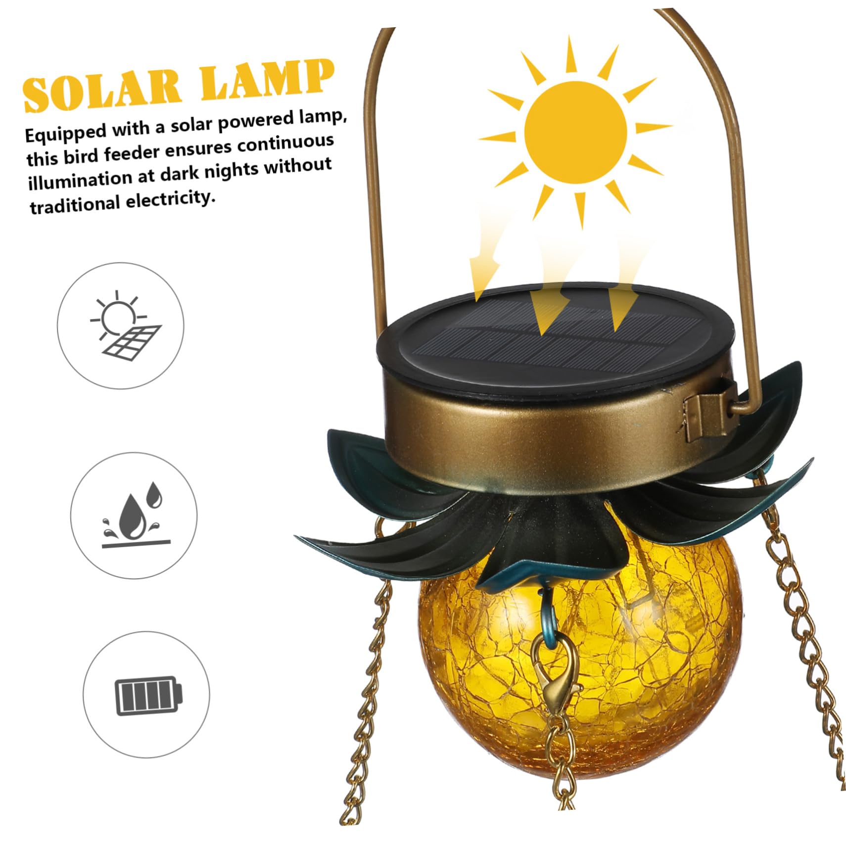 TOYANDONA Mangiatoia Per Uccelli Solare Con Vassoio Capiente Mangiatoia Sospesa Per Esterni in Abbeveratoio Per Uccelli Con Illuminazione Led
