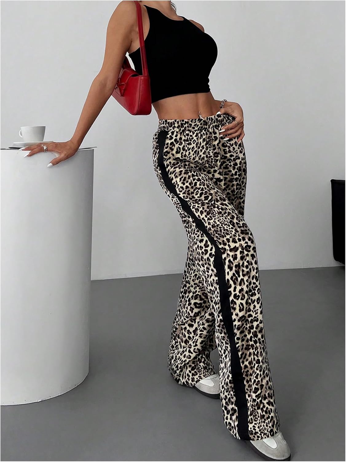 GORGLITTER Women's Leopard Print Baggy Pants Animal Cheetah Striped Y2K Wide Leg Trendy 2025 Casual Pants - Image 6