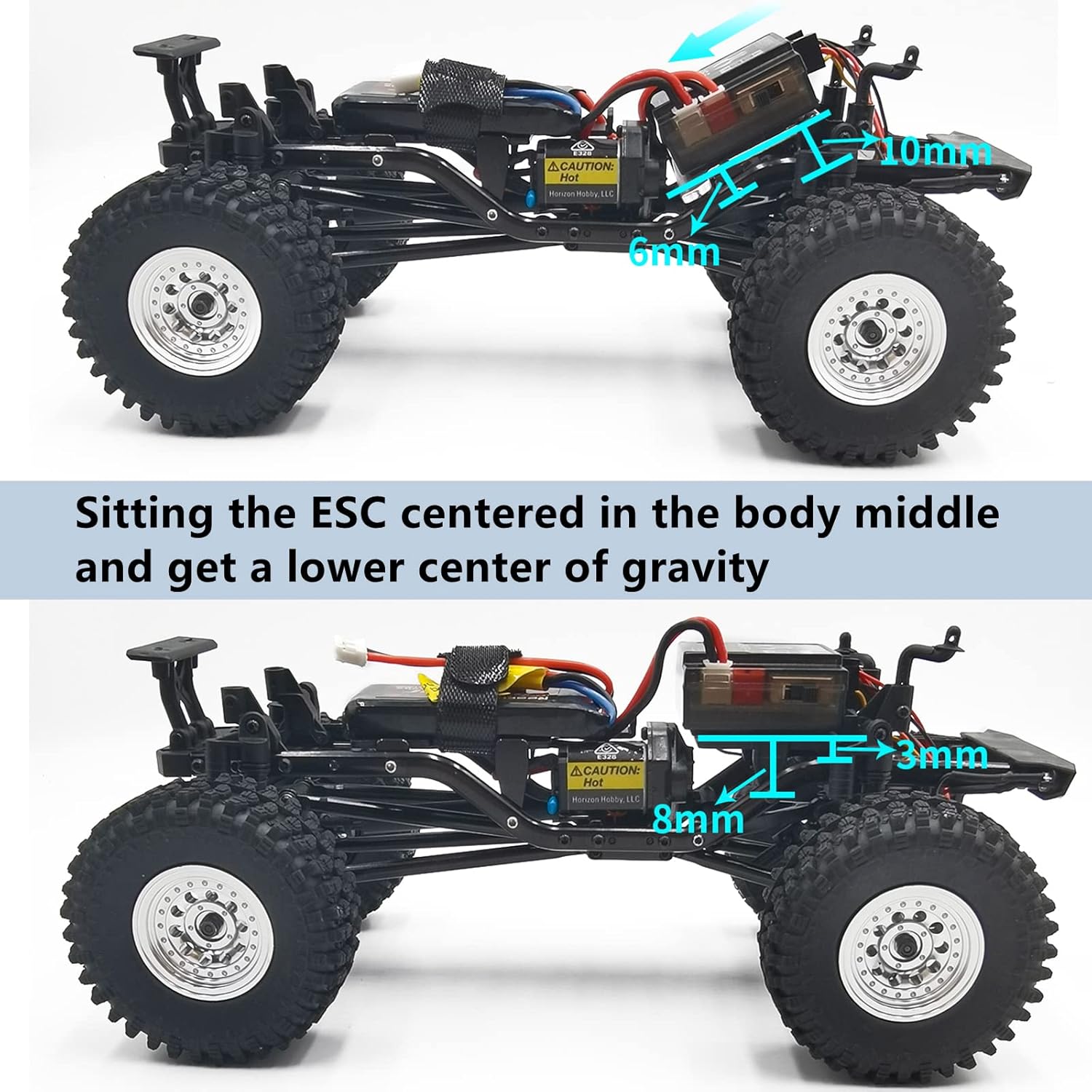 MORLORDY RC Aluminum Alloy ESC Mount Receiver Preposition Tray for 1/24 RC Crawler Car SCX24 Upgrades AXI00001 AXI90081 AXI00004 Accessories