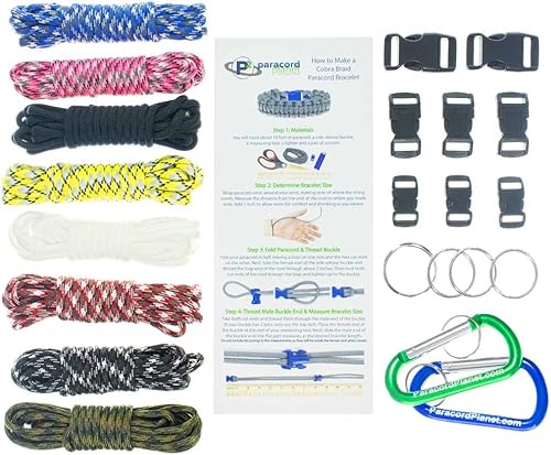 Miniatura 9 de Pulsera y kit de proyecto de paracaídas – 550 cuerdas de paracaídas, hebillas, mosquetones, llaveros