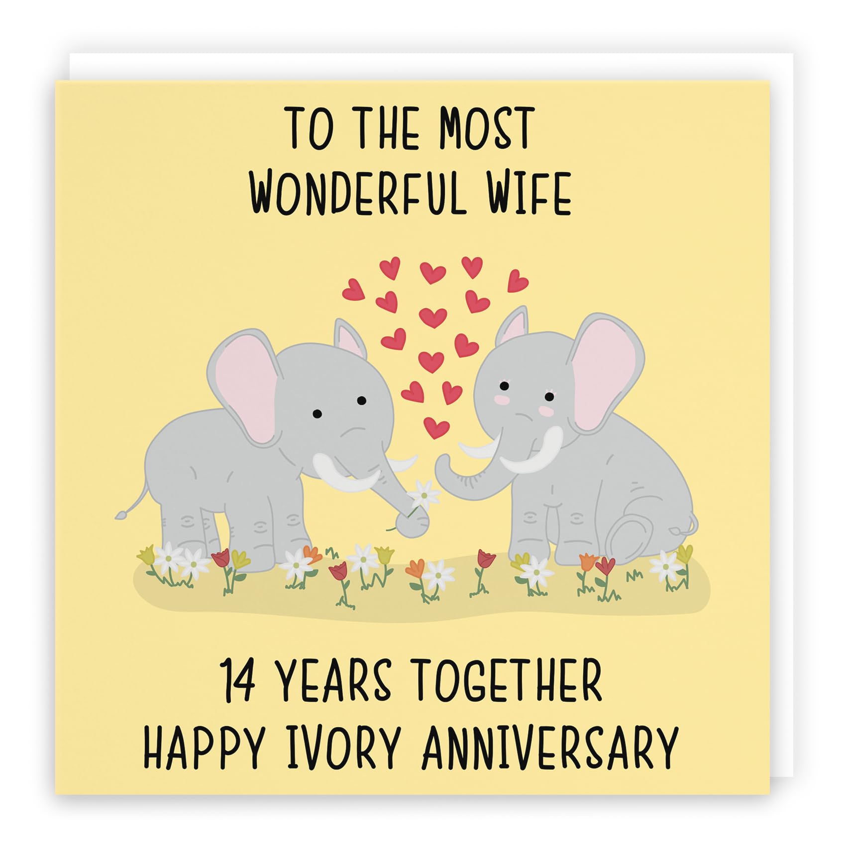 Hunts England, Wife 14th Anniversary Card, To The Most Wonderful Wife, 14 Years Together, Happy Ivory Anniversary
