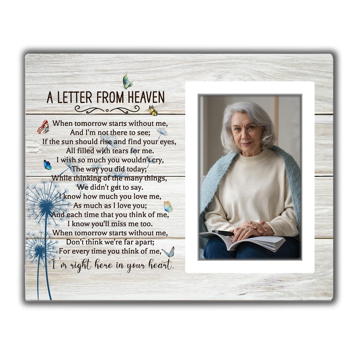 Letter from Heaven Memorial Picture Frame, Sympathy Gifts Bereavement Gifts for Loss of Loved One, In Loving Memory Photo Frame Gift, Memorial Condolences Remembrance Mother Father Gift 4x6 in
