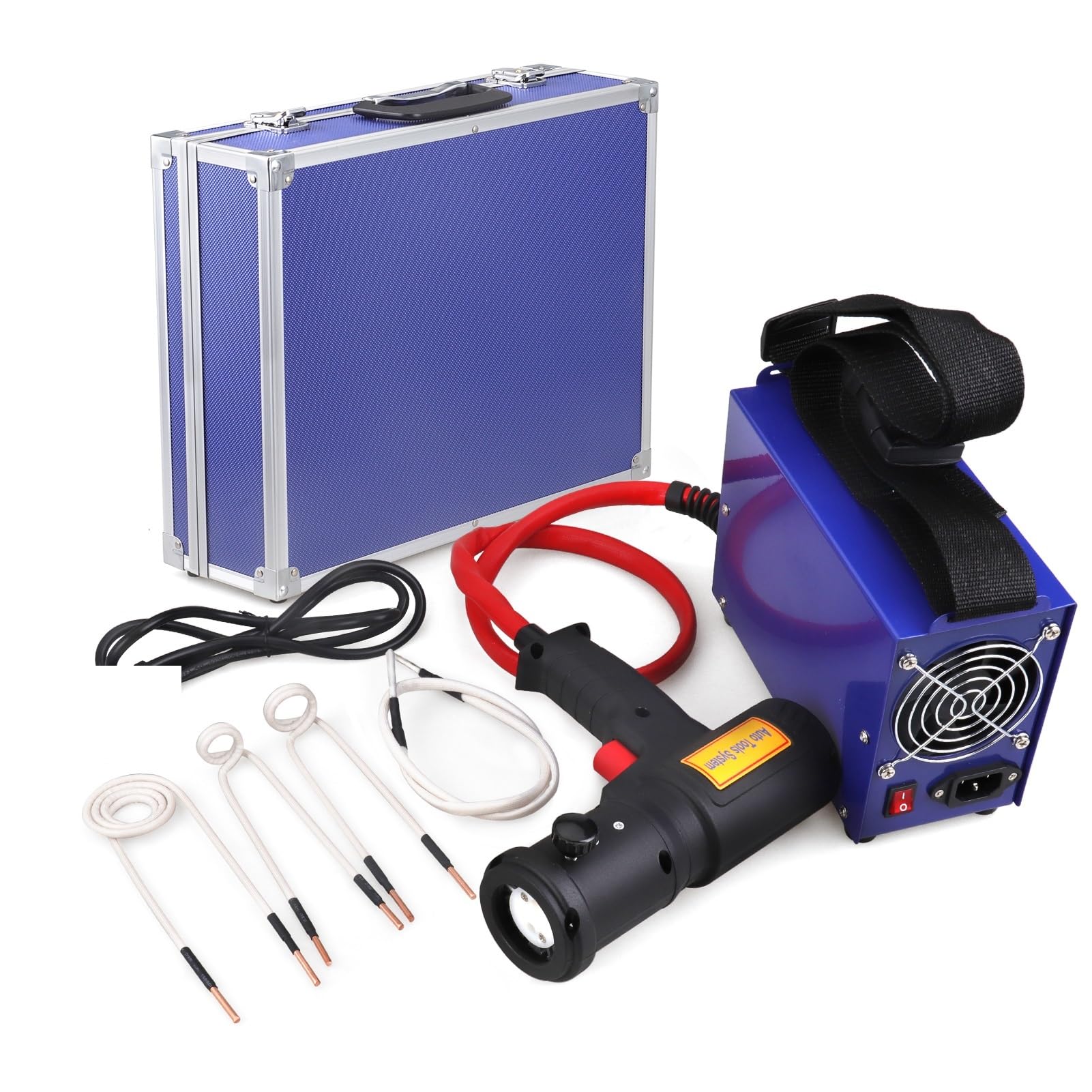 Xzxxzsz Blu Induction Heater, 1500W Flameless Electromagnetic Mini Induction Heater With 4 Pieces Coil Kits For Car Repair Bolt Remover Tools(Blu)