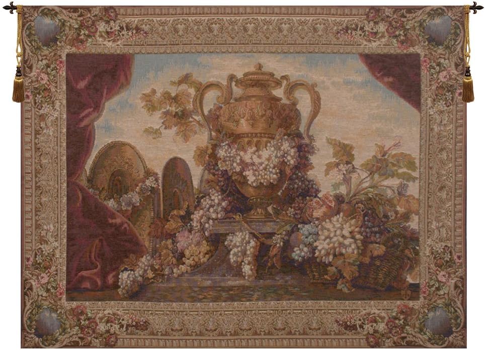 Charlotte Home Furnishings Inc. Vase And Raisins French Tapestry Wall Hanging, 58 x 78 Inch, Viscose Cotton and Polyester Blend Wall Art, Perfect For Home Decor, Wall Decor by J.B.Monoyer