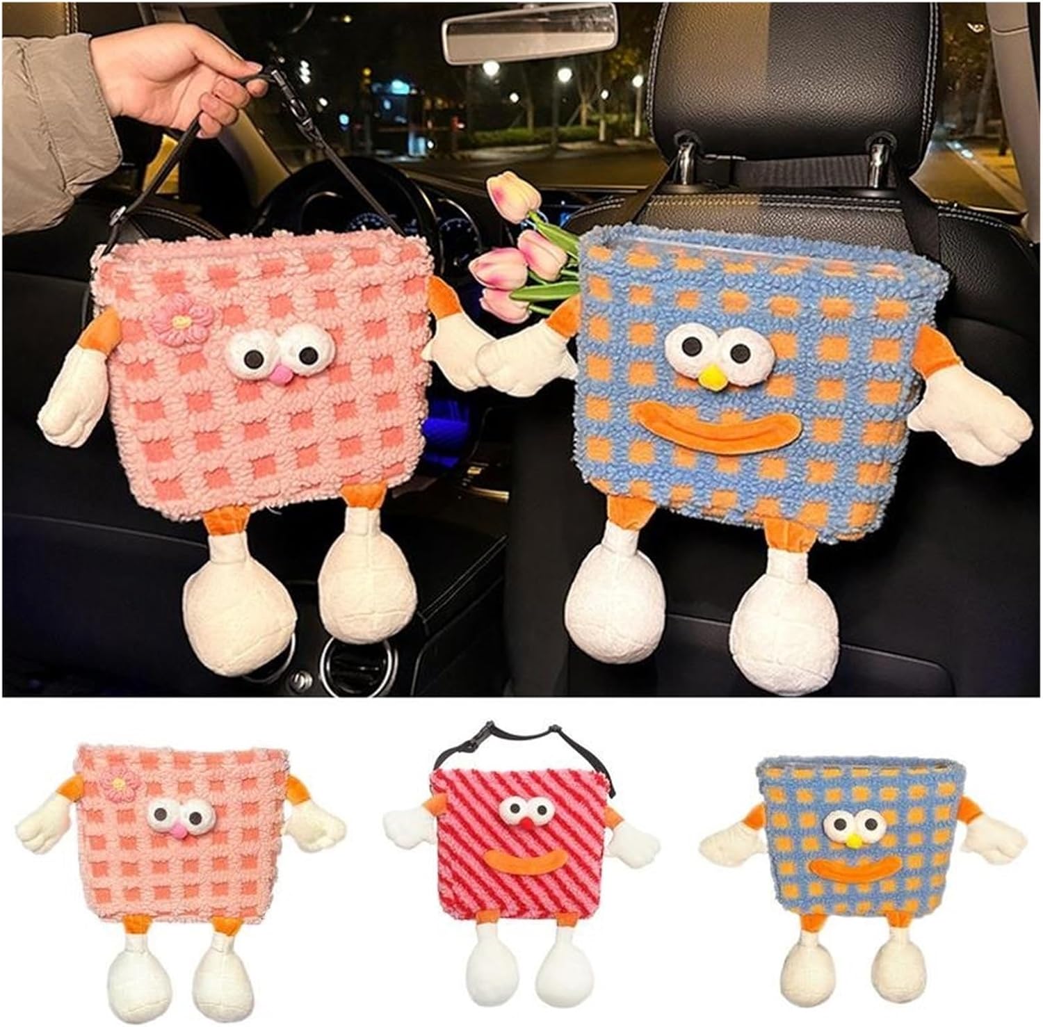 Trash Can Compatible For Car Cute Multipurpose Trash Bin Compatible For Car Car Organizers And Storage Garbage Container Car Interior Accessories(Pink)