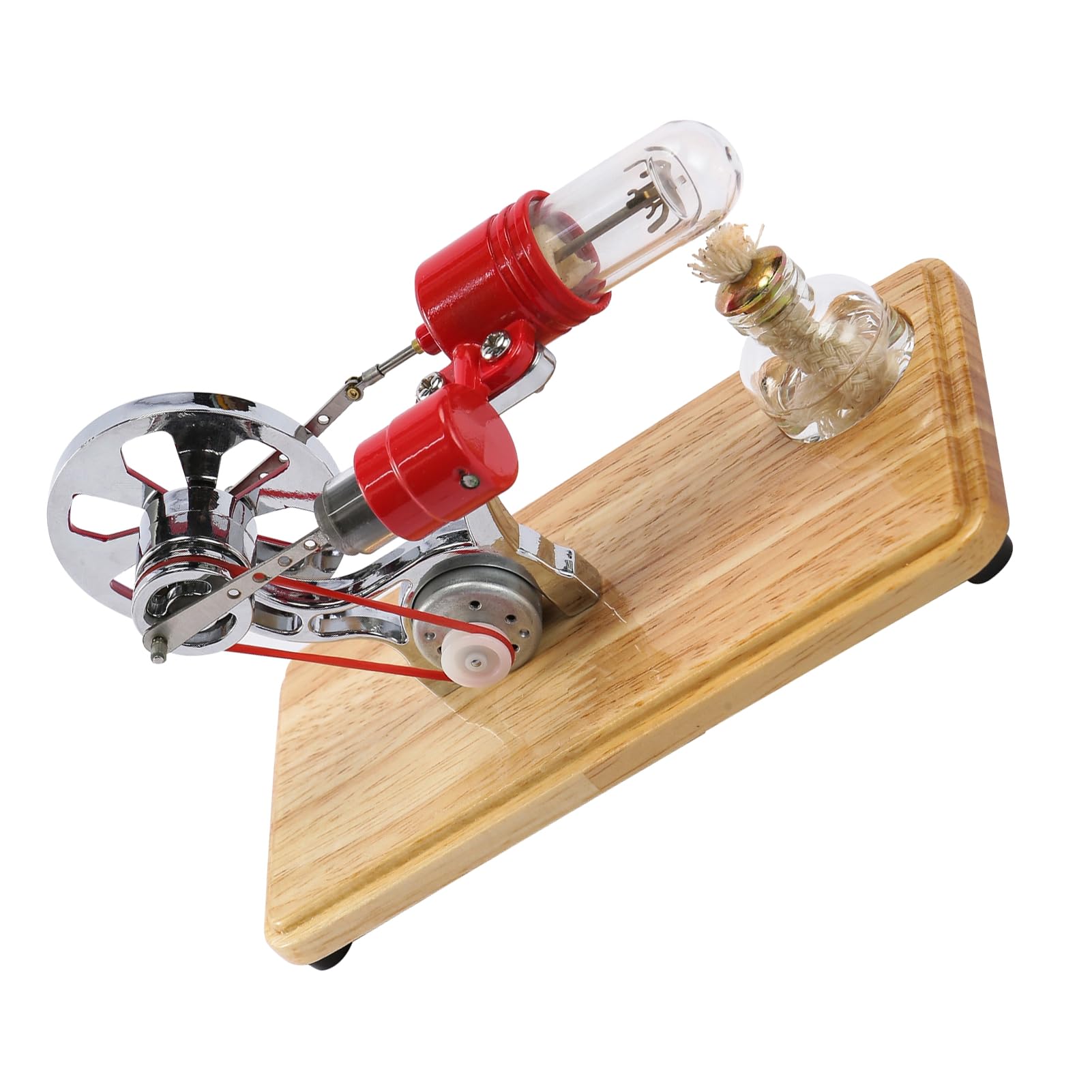 Moteur Stirling Machine à Vapeur avec Plaque de Base en Chêne et Lumières LED Kit Moteur Stirling moulé par Goutte à Goutte