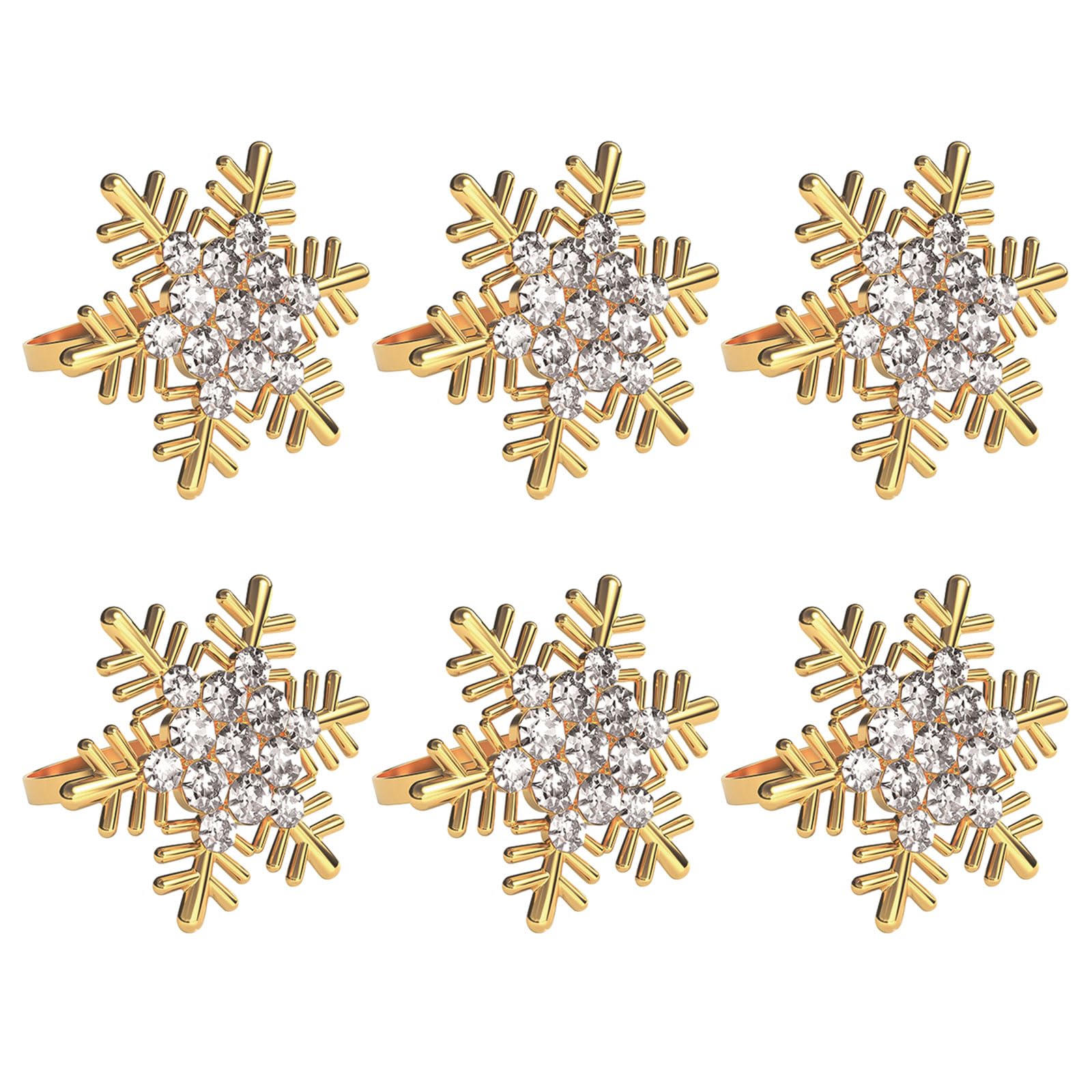 Zwwaazhf Rhinestones Of 6 Exquisite Napkin Rings Pearls/Napkins Holder Snowflake Napkin Buckles For Home Dining And Parties Wedding Banquet Rings