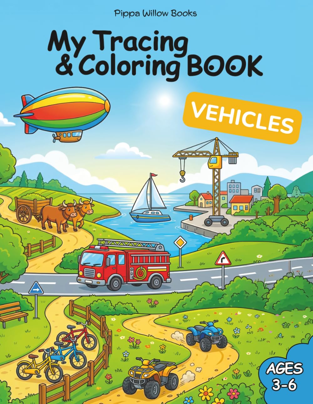 My Tracing & Coloring Book: Vehicles: A Fun Vehicle Tracing and Coloring Activity Book with Cars, Trucks, Boats, Planes, and Things That Go for Kids Ages 3–6